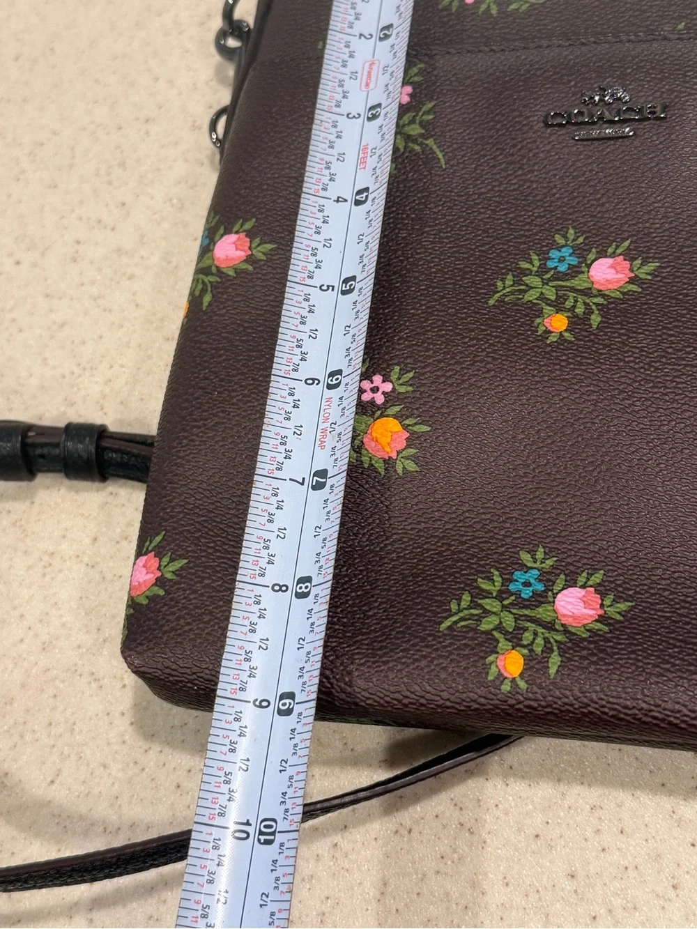 Coach Brown Floral-Print Crossbody Bag
